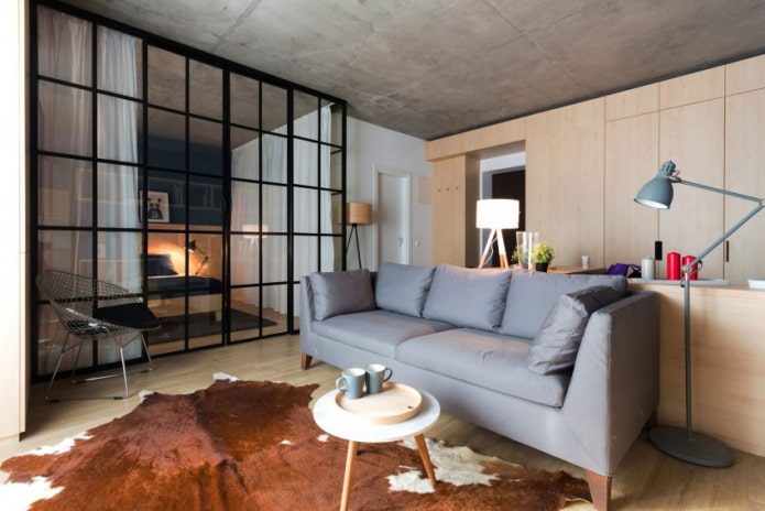 Innenansicht eines 50 Quadratmeter großen Studio-Apartments