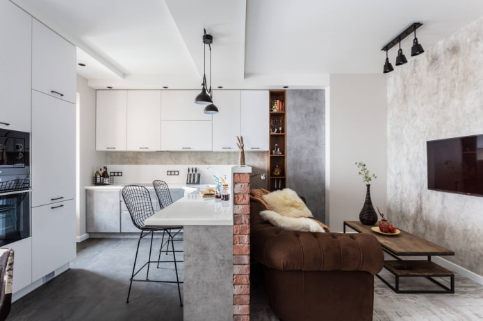 Wohnzimmer mit Küche