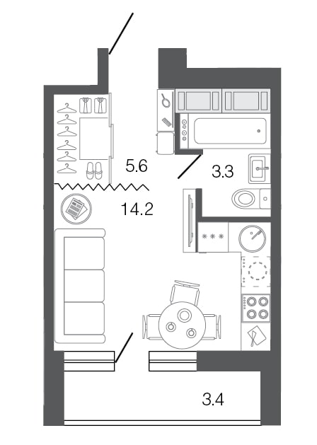 Wohnungsgrundrisse 18 m²