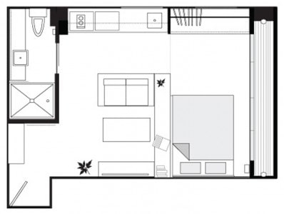 Wohnungsgrundrisse 18 m²