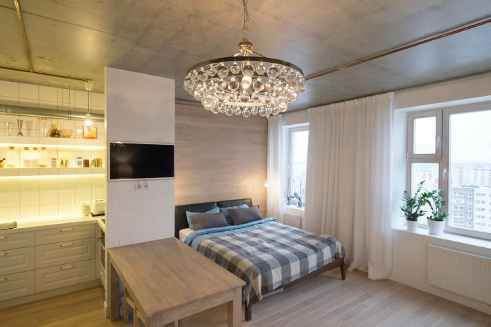 Beleuchtung im Inneren eines Studio-Apartments