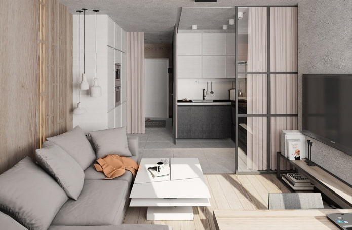 Möbel im Inneren eines Studio-Apartments