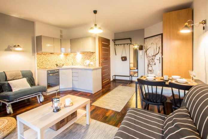 Beleuchtung im Inneren eines Studio-Apartments