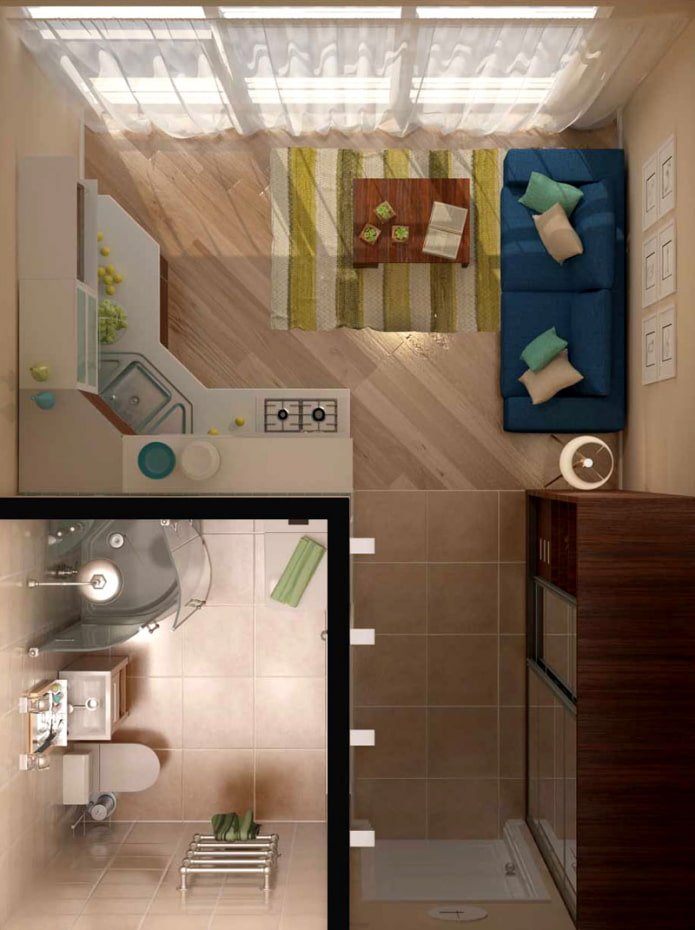 Grundriss eines Studio-Apartments von 20 m².
