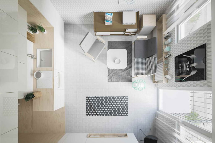 Studio-Grundriss 20 m².