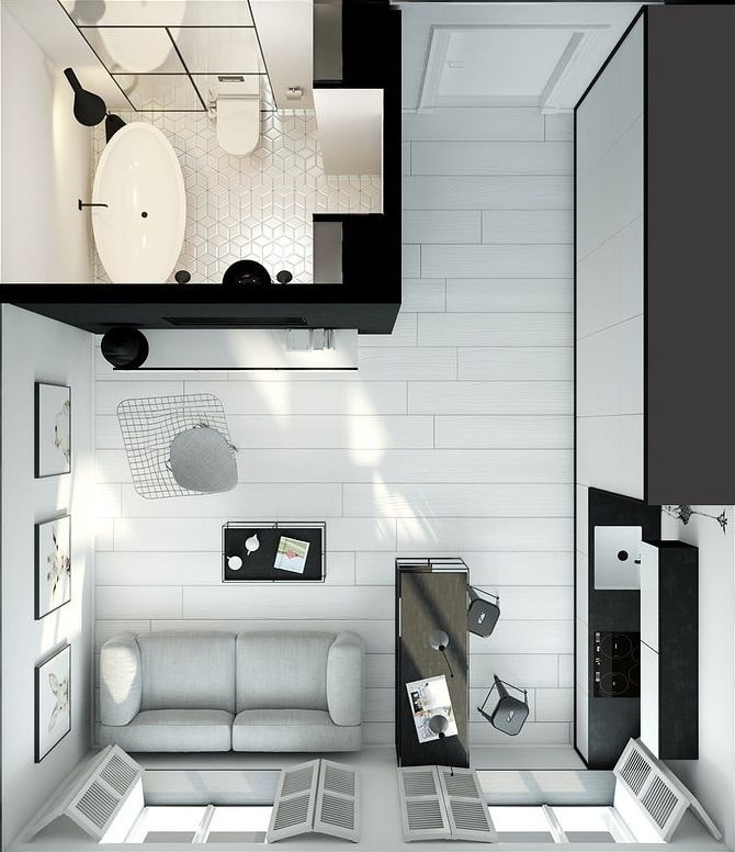 Studio-Grundrisse von 20 m².
