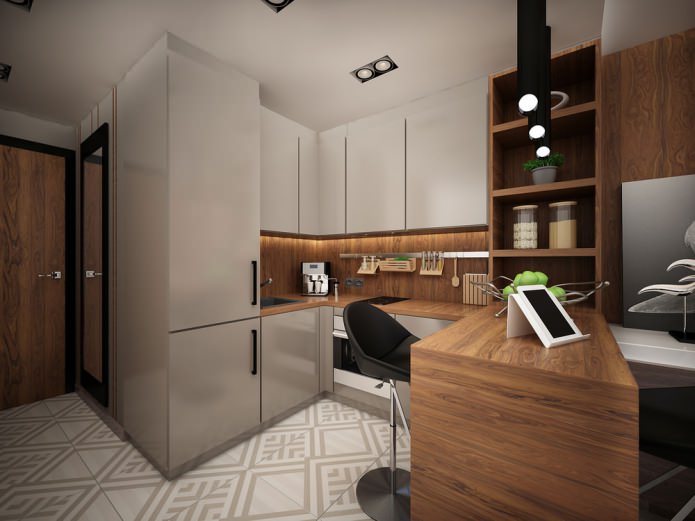 Küchenbereich im Inneren eines Studio-Apartments