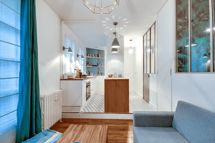 Zonierung im Inneren eines Studio-Apartments