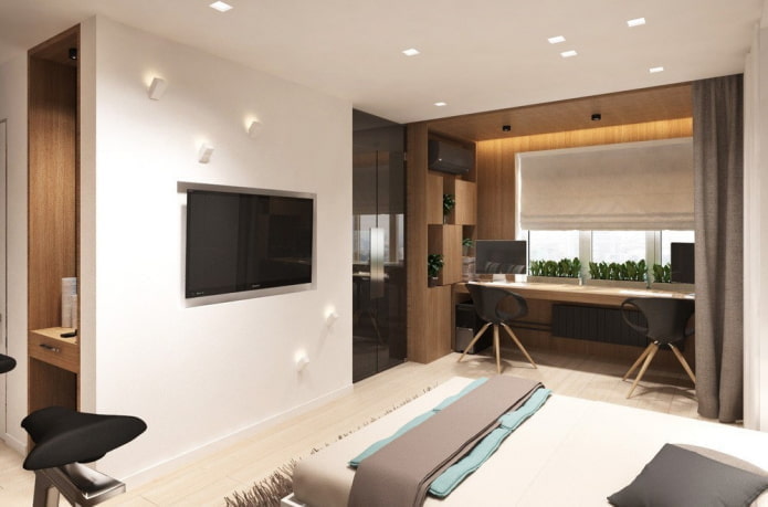 Arbeitsbereich im Inneren eines Studio-Apartments