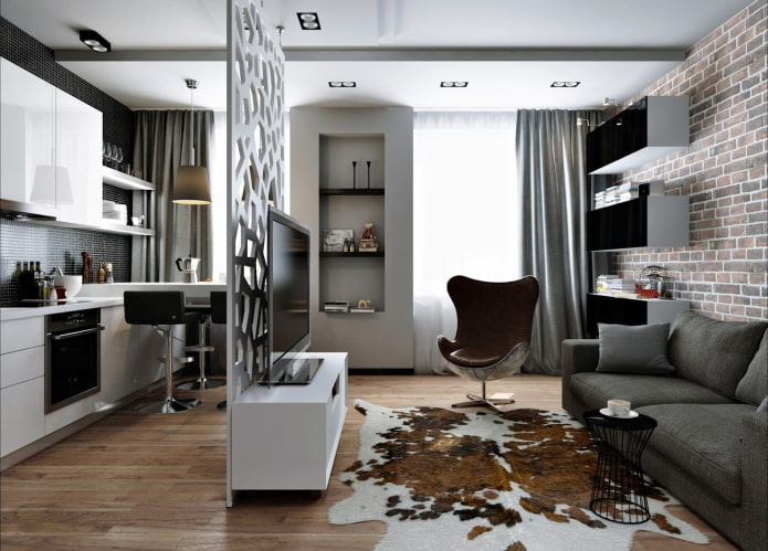 Innenraum eines Studio-Apartments im Loft-Stil