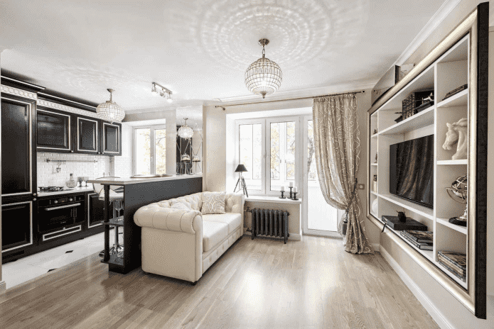 Studio-Apartment-Interieur im klassischen Stil