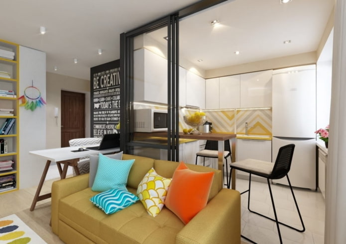 Beleuchtung im Innenraum eines Studio-Apartments