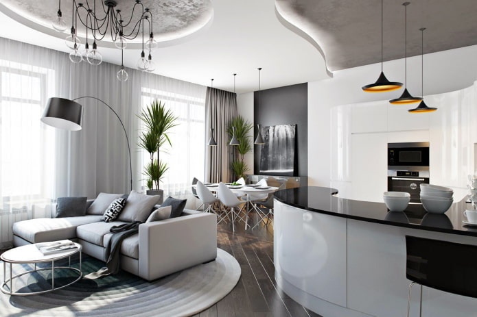 Innenraum eines Studio-Apartments im Hightech-Stil