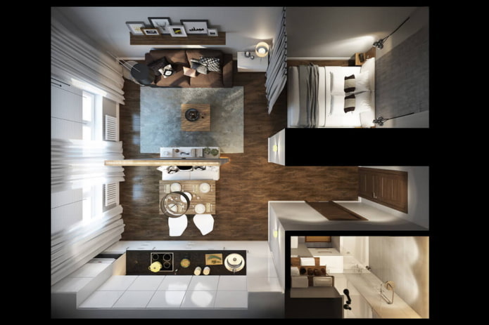 Studio-Layout 29 m².