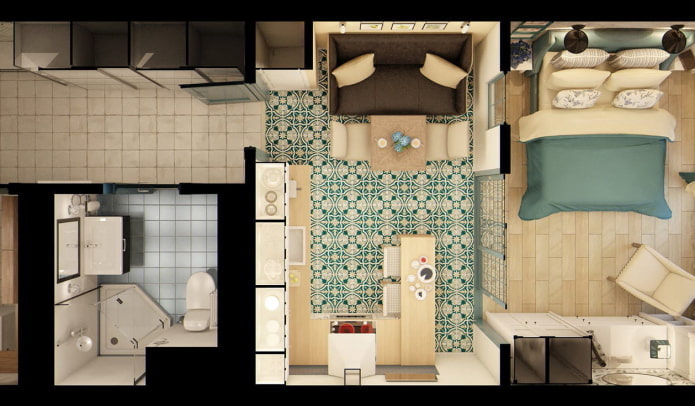 30 qm Studio-Layouts