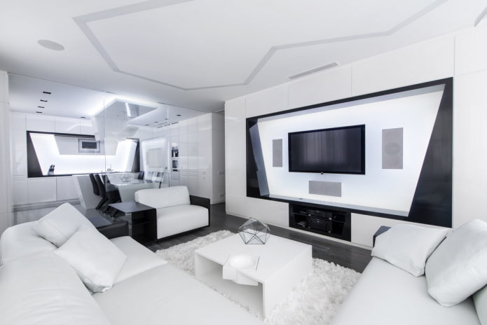 Innenansicht eines Studio-Apartments im High-Tech-Stil