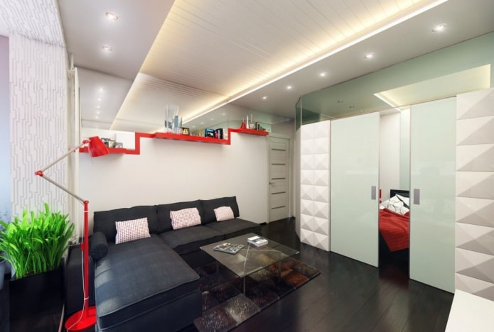 Innenansicht eines Studio-Apartments im High-Tech-Stil