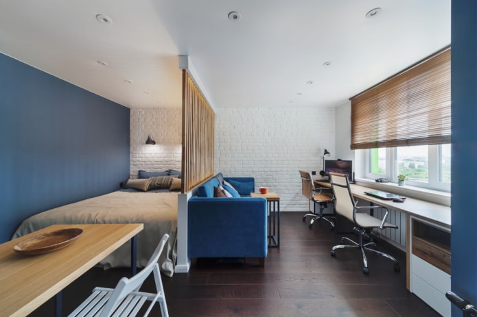Innenraumaufteilung eines Studio-Apartments 