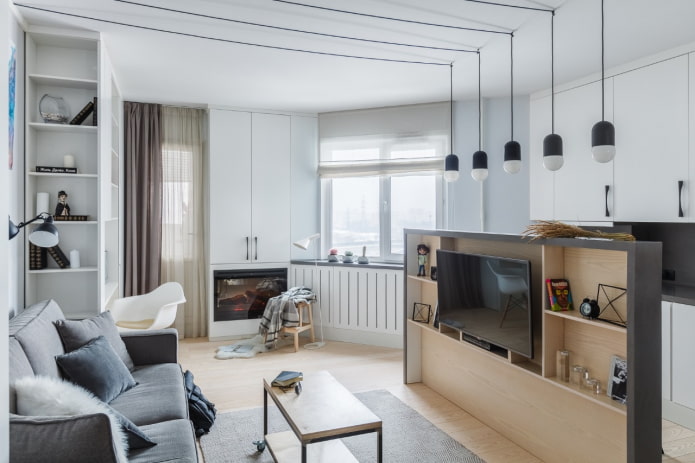 Innenaufteilung eines Studio-Apartments 