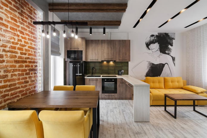 Beleuchtung im Inneren eines Studio-Apartments