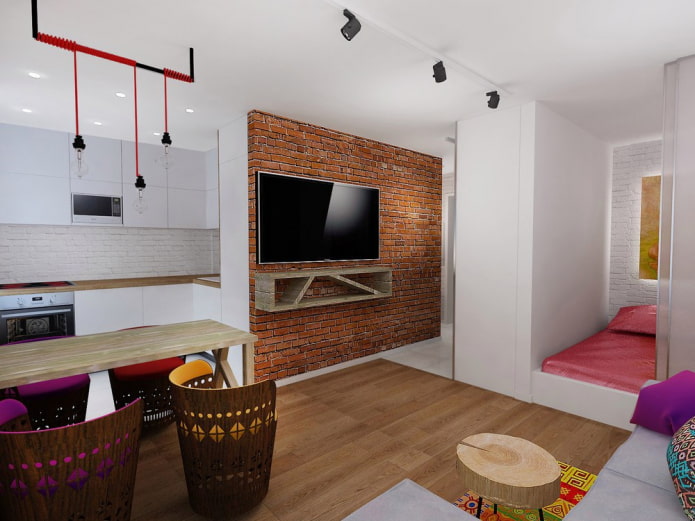 Beleuchtung im Inneren eines Studio-Apartments