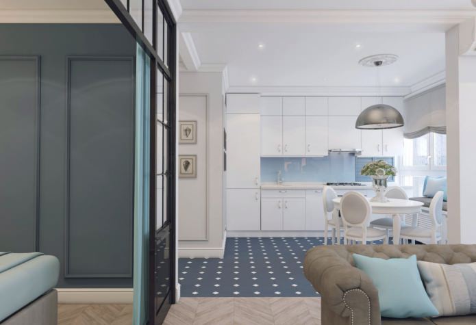 Designprojekt einer Wohnung im neoklassizistischen Stil