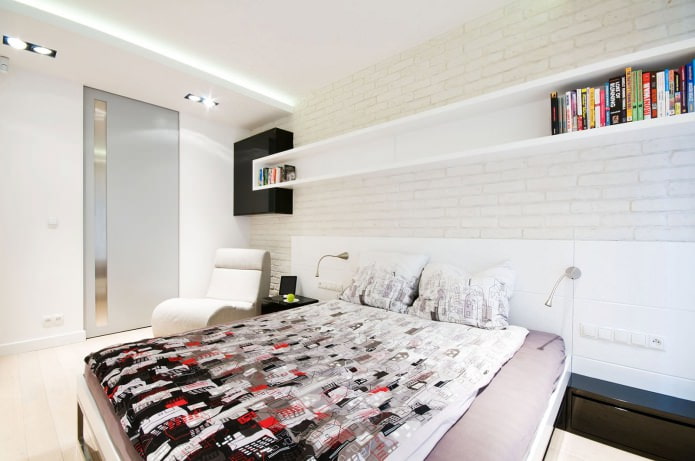 weiße Ziegel im Schlafzimmer