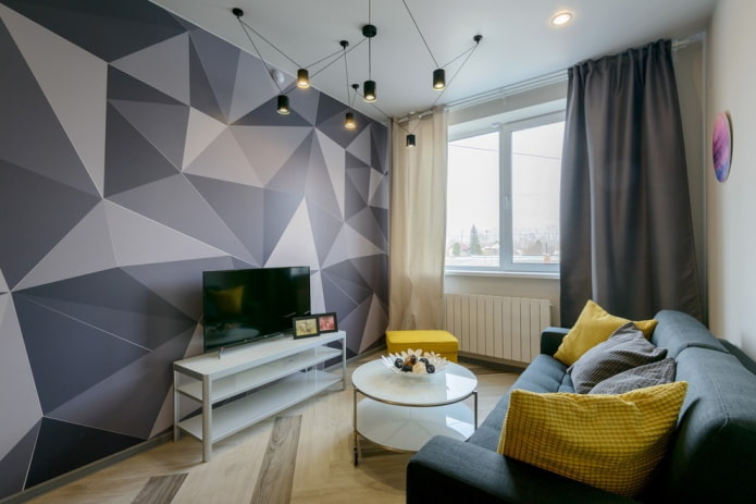 rechteckiges Wohnzimmer von 16 m²