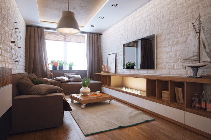 rechteckiges Wohnzimmer von 16 m²