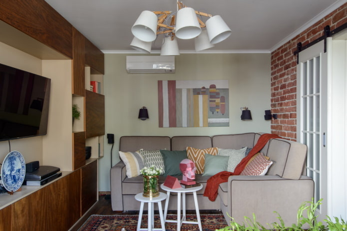 quadratisches Wohnzimmer von 16 m²