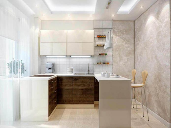 Kleines Küchendesign mit Bartheke
