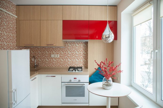 Küchenfläche von 6 Quadratmetern im minimalistischen Stil