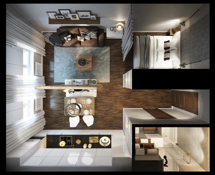 30 qm Studio-Layouts