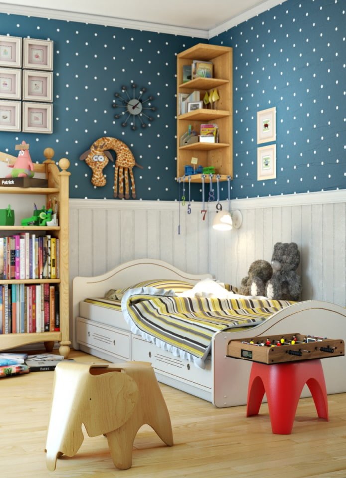 Tapete mit Punkten im Kinderzimmer