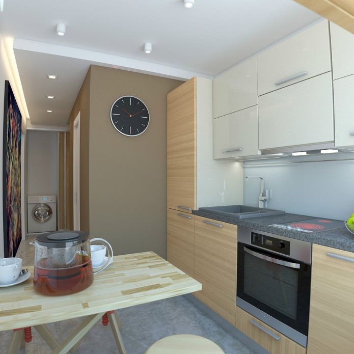 Küche im Design einer Einzimmerwohnung mit 33 m².