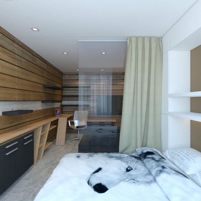 Schlafzimmer im Design einer Einzimmerwohnung von 33 m².