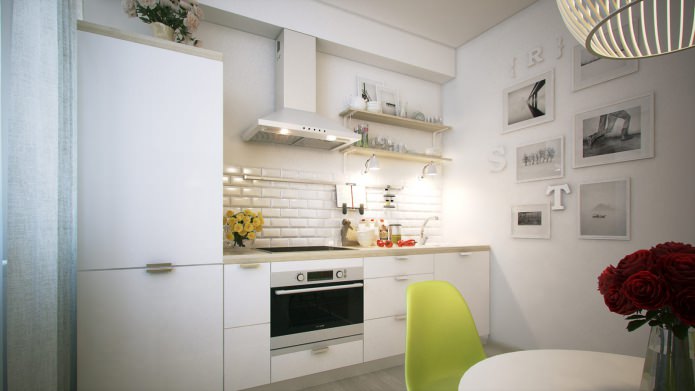 Küche im Design einer Einzimmerwohnung mit 40 m².