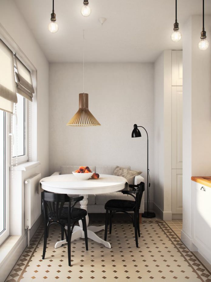 Küche im Design einer Einzimmerwohnung von 36 m².