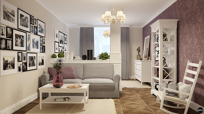 Wohnzimmer im Projekt einer Einzimmerwohnung