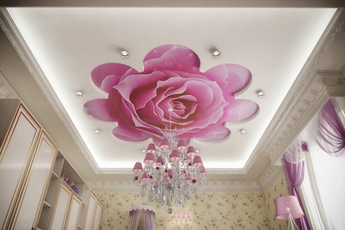 Decke mit Fotodruck in Form einer Rose
