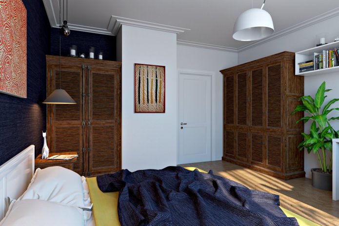 Schlafzimmer mit zwei Kleiderschränken