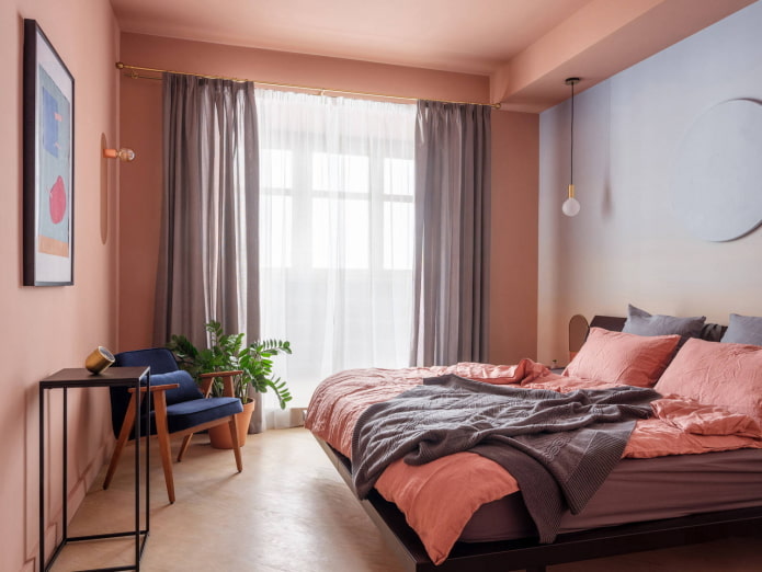 Quadratisches Schlafzimmer im Retro-Stil