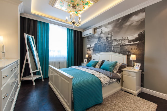 Fototapete hinter dem Bett