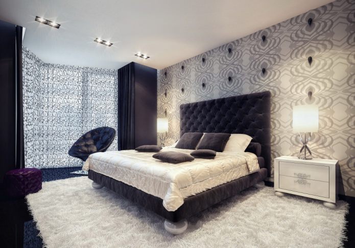 schöne Tapete an der Wand im Schlafzimmer