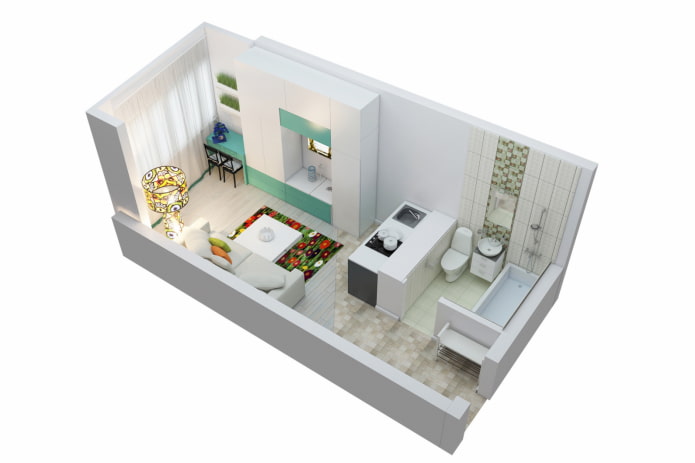 Studiogrundrisse 22 m²