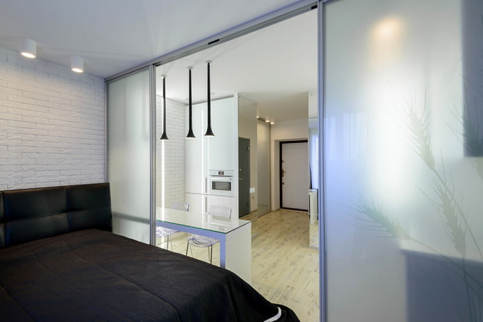 Schlafbereich im Inneren eines Studio-Apartments