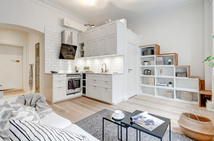 Studio-Apartment-Interieur im skandinavischen Stil
