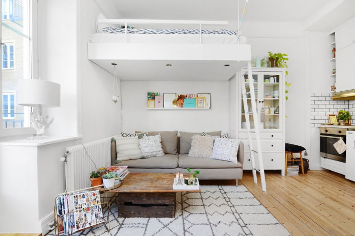 Schlafbereich im Inneren eines Studio-Apartments