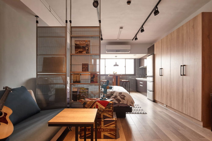 Innenansicht eines Studio-Apartments im Loft-Stil