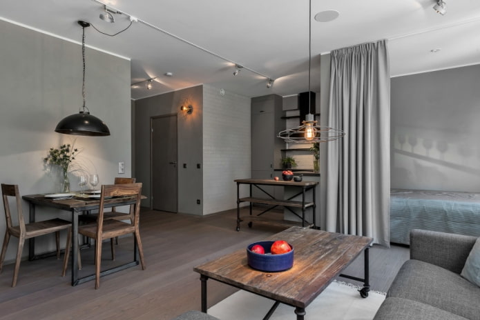 Innenansicht eines Studio-Apartments im Loft-Stil